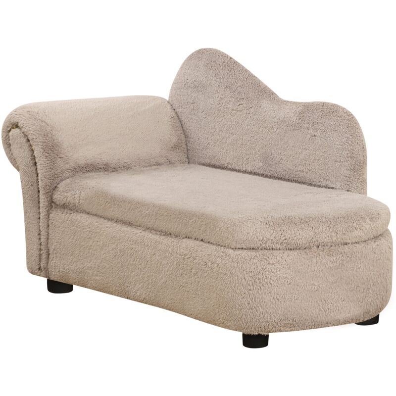 foto del prodotto cuccia divano per cani con vano contenitore 80x40x46 cm rivestimento morbido beige
