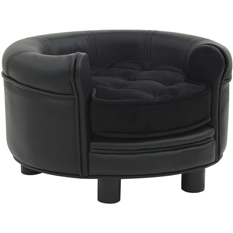 foto del prodotto cuccia divano per cani in peluche ed ecopelle 48x48x32 cm vari colori colore nero