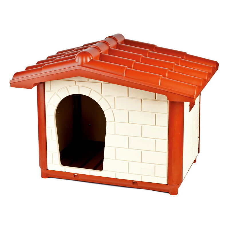 foto del prodotto cuccia elegante rigida in plastica da esterno per cane con fondo drenante modello cortina cuccia l