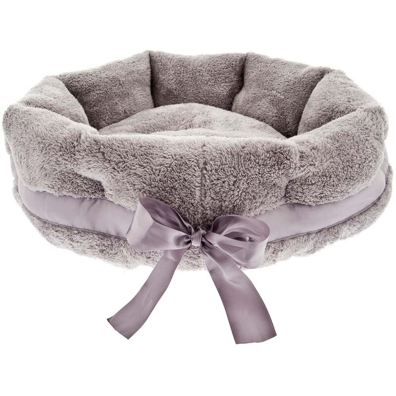 foto del prodotto cuccia morbida in pile con fiocco per cani e gatti 45 x 13 cm grigio