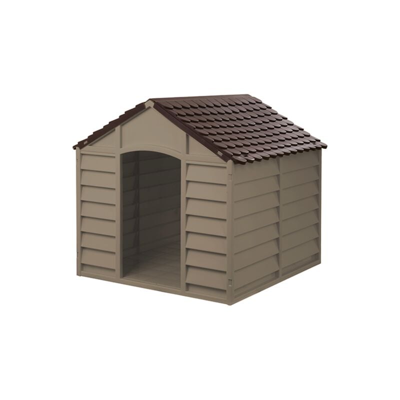 foto del prodotto cuccia per cane in resina pvc 71x71x68h marrone per cani media e piccola taglia