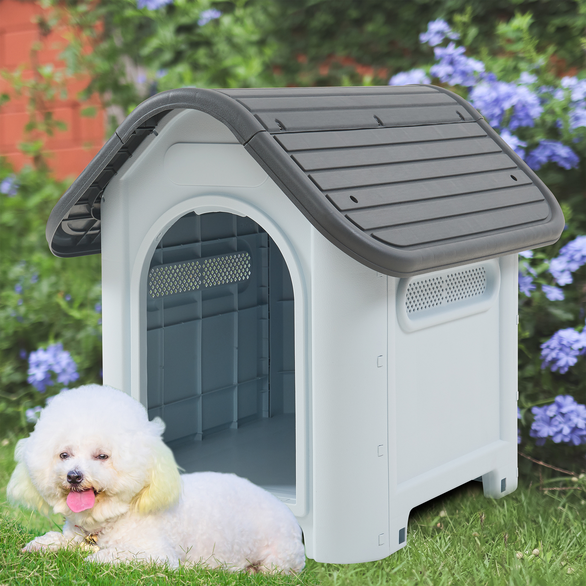 foto del prodotto cuccia per cani bello in plastica 75 x 59 x 66 cm bianco grigio en.casa 