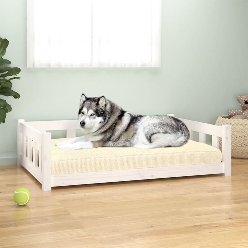 foto del prodotto cuccia per cani bianca 105,5x75,5x28 cm legno massello di pino vidaxl