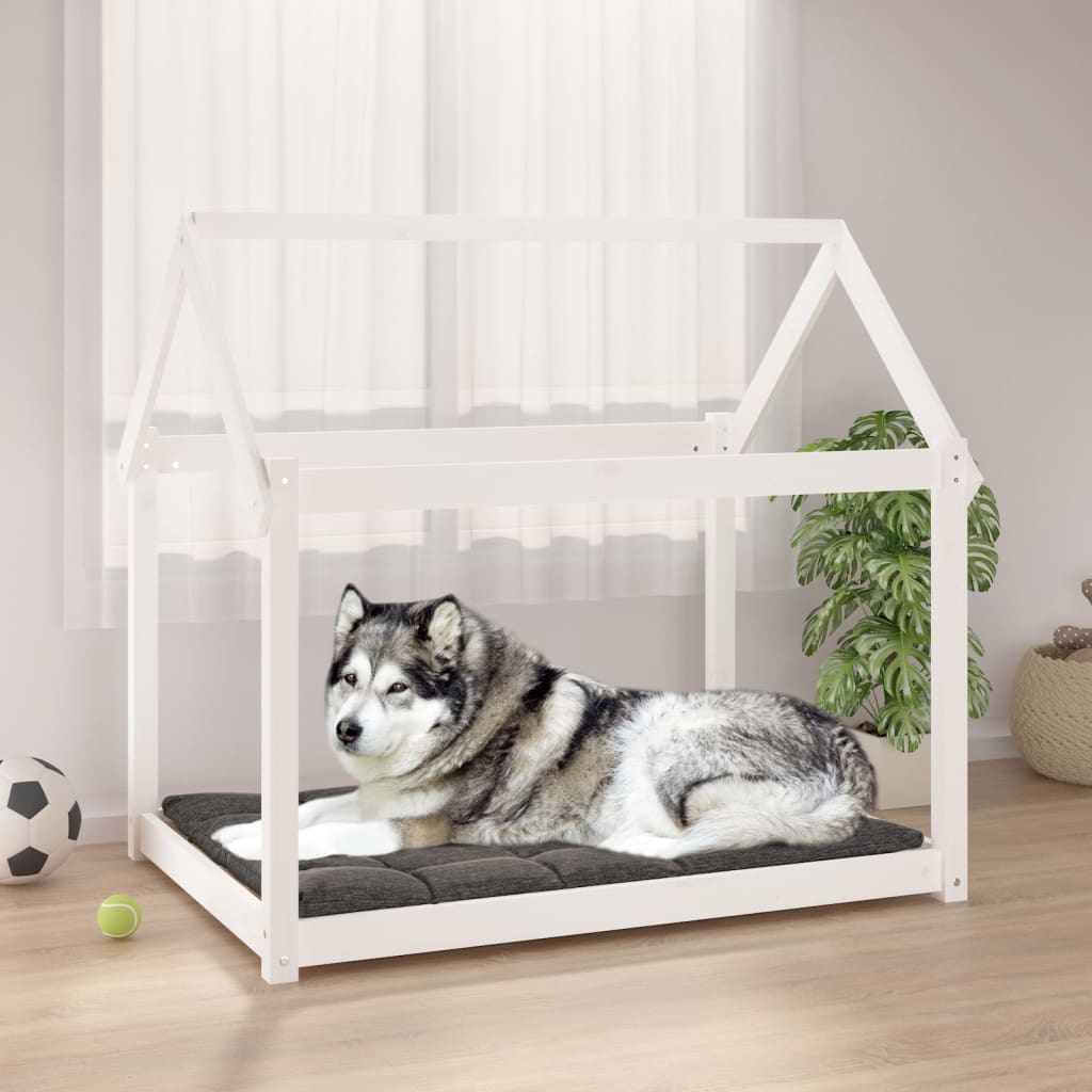 foto del prodotto cuccia per cani bianca 111x80x100 cm in legno massello di pino