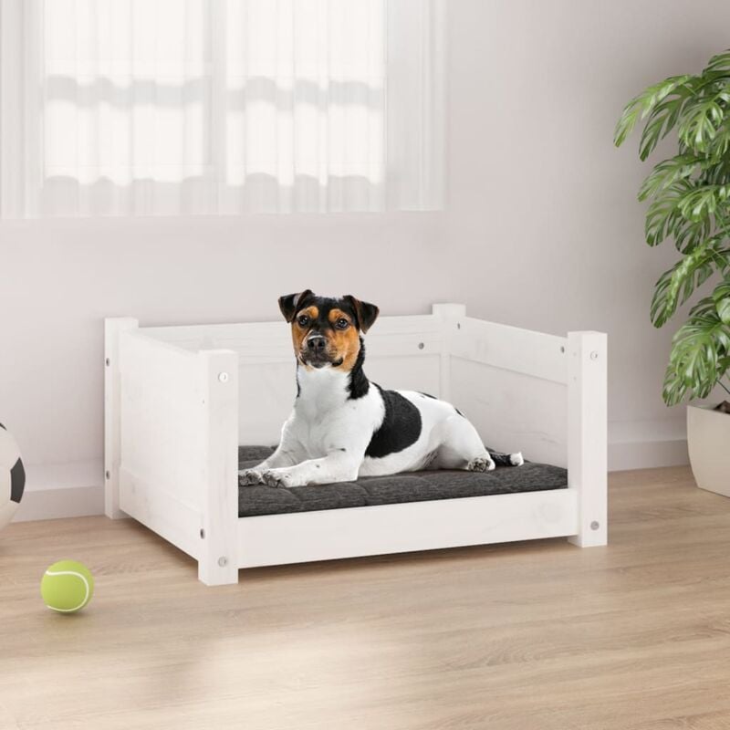 foto del prodotto cuccia per cani bianca 55,5x45,5x28cm in legno massello di pino vidaxl