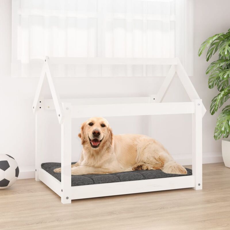 foto del prodotto cuccia per cani bianca 81x60x70 cm in legno massello di pino vidaxl