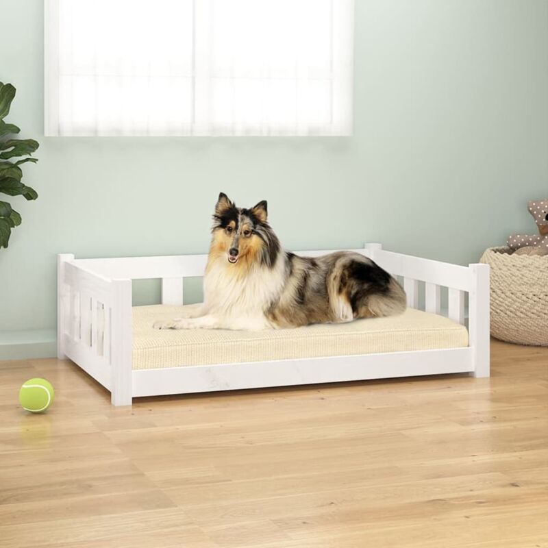foto del prodotto cuccia per cani bianca 95,5x65,5x28 cm legno massello di pino vidaxl