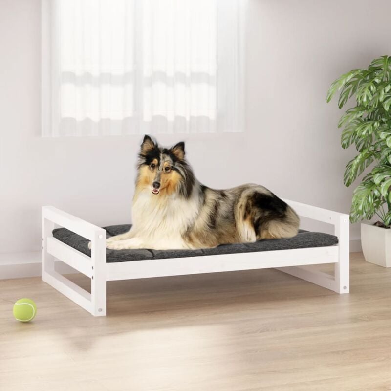 foto del prodotto cuccia per cani bianca 95,5x65,5x28cm in legno massello di pino vidaxl