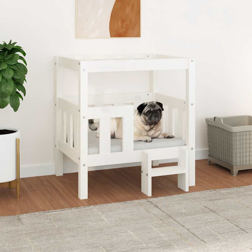foto del prodotto cuccia per cani bianco 65,5x43x70 cm in legno massello di pino cod mxl 40675