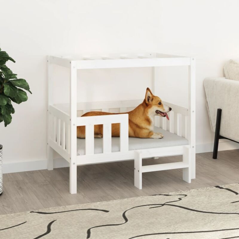 foto del prodotto cuccia per cani bianco 95,5x73,5x90cm in legno massello di pino vidaxl