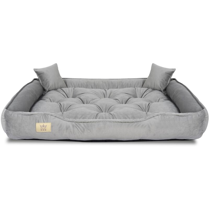 foto del prodotto cuccia per cani, box, 115x95 cm, velluto grigio