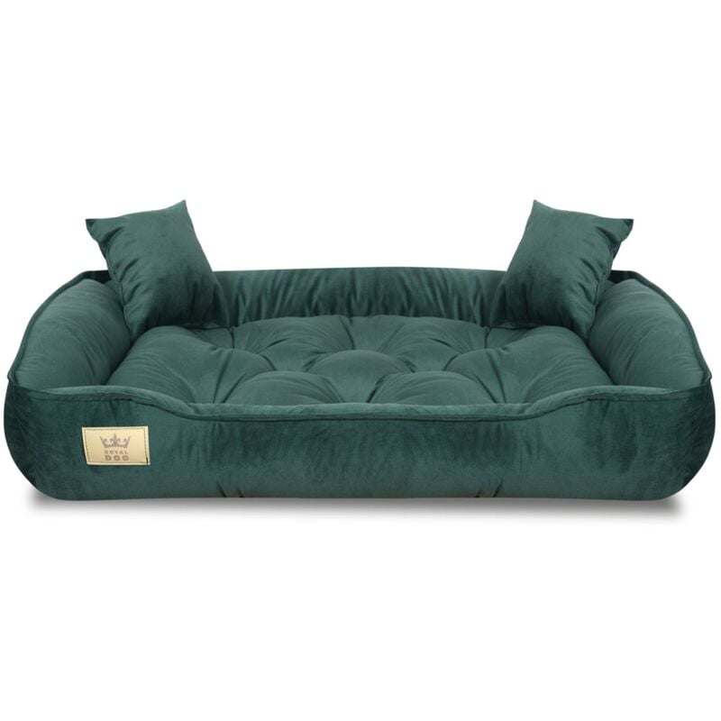 foto del prodotto cuccia per cani, box, 75x65 cm, velluto verde scuro