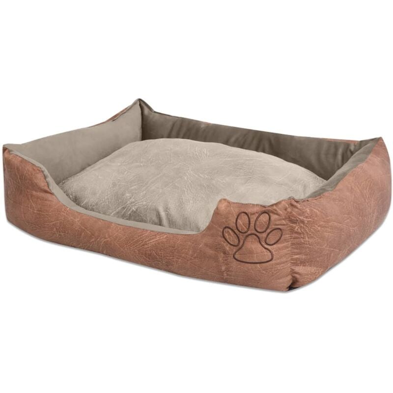 foto del prodotto cuccia per cani con cuscino in pelle sintetica taglia l beige vidaxl