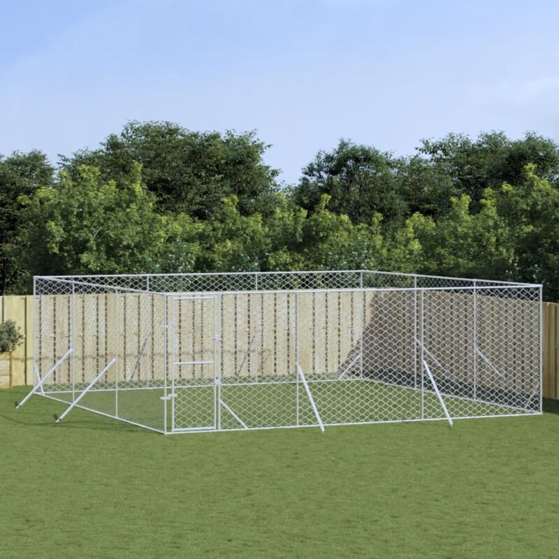 foto del prodotto cuccia per cani da esterno argento 6x6x2 m in acciaio zincato vidaxl