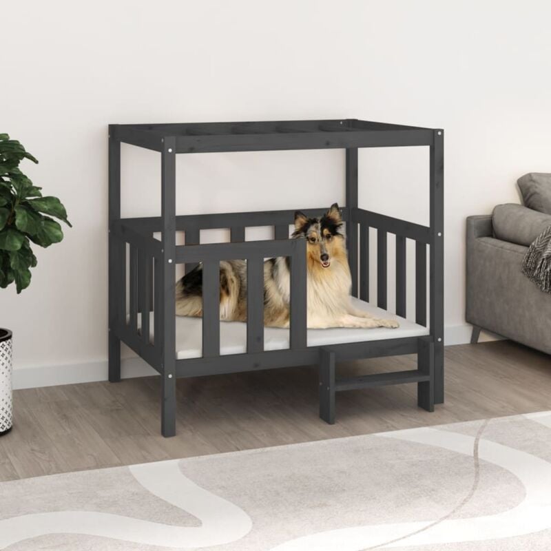 foto del prodotto cuccia per cani grigia 105,5x83,5x100cm legno massello di pino vidaxl