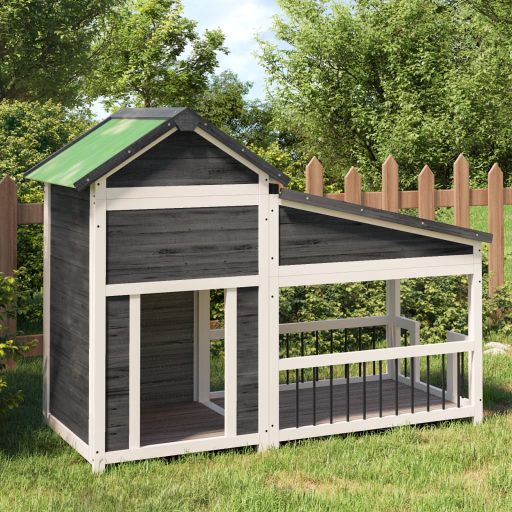 foto del prodotto cuccia per cani grigia 143x60,5x109cm in legno massello di pinocod mxl 81374