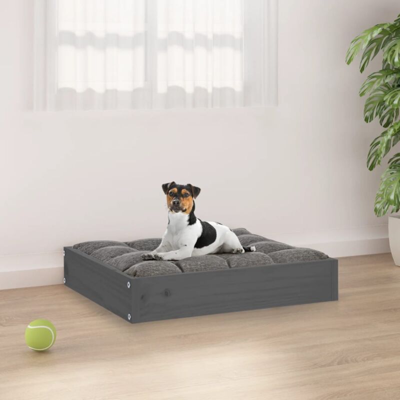 foto del prodotto cuccia per cani grigia 51,5x44x9 cm in legno massello di pino vidaxl
