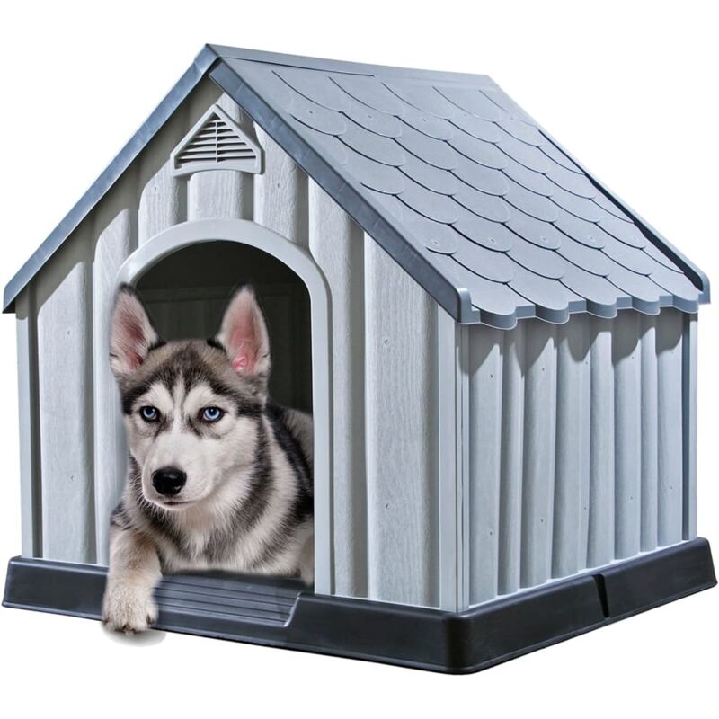 foto del prodotto cuccia per cani grigia 92x87x91 cm in plastica vidaxl
