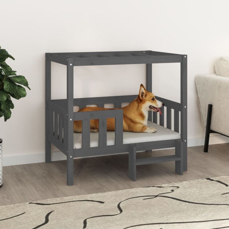 foto del prodotto cuccia per cani grigio 95,5x73,5x90cm in legno massello di pino vidaxl