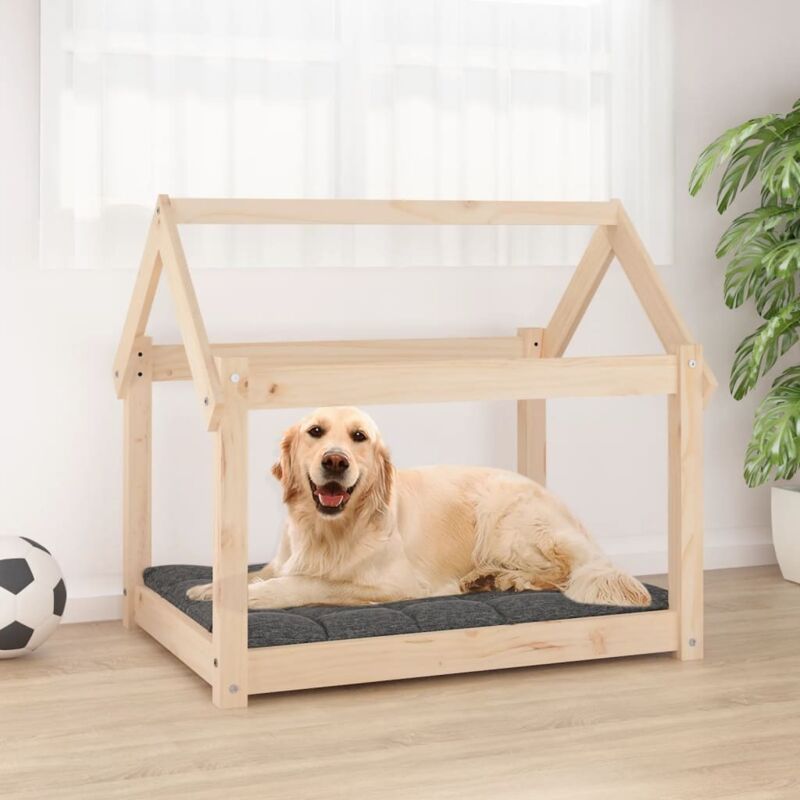 foto del prodotto cuccia per cani in legno massello di pino 81x60x70 cm vari colori colore naturale
