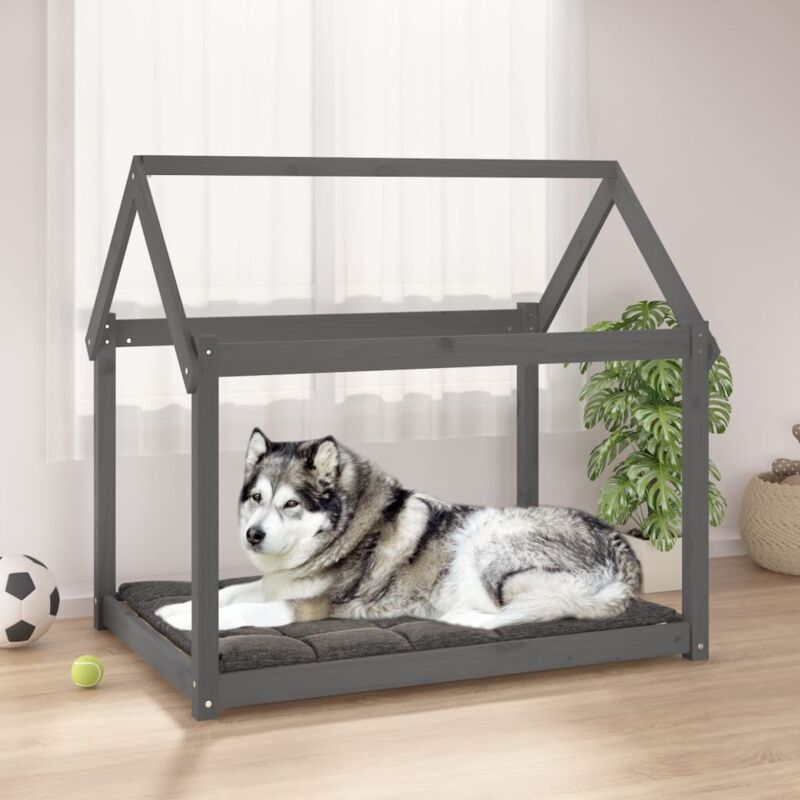 foto del prodotto cuccia per cani in legno massello di pino casetta 111x80x100 cm vari colori colore grigio
