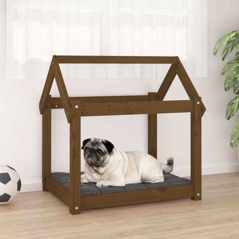 foto del prodotto cuccia per cani in legno massello di pino casetta 71x55x70 cm vari colori colore marrone