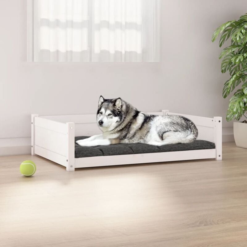 foto del prodotto cuccia per cani in legno massello di pino lettino 105,5x75,5x28cm vari colori colore bianco