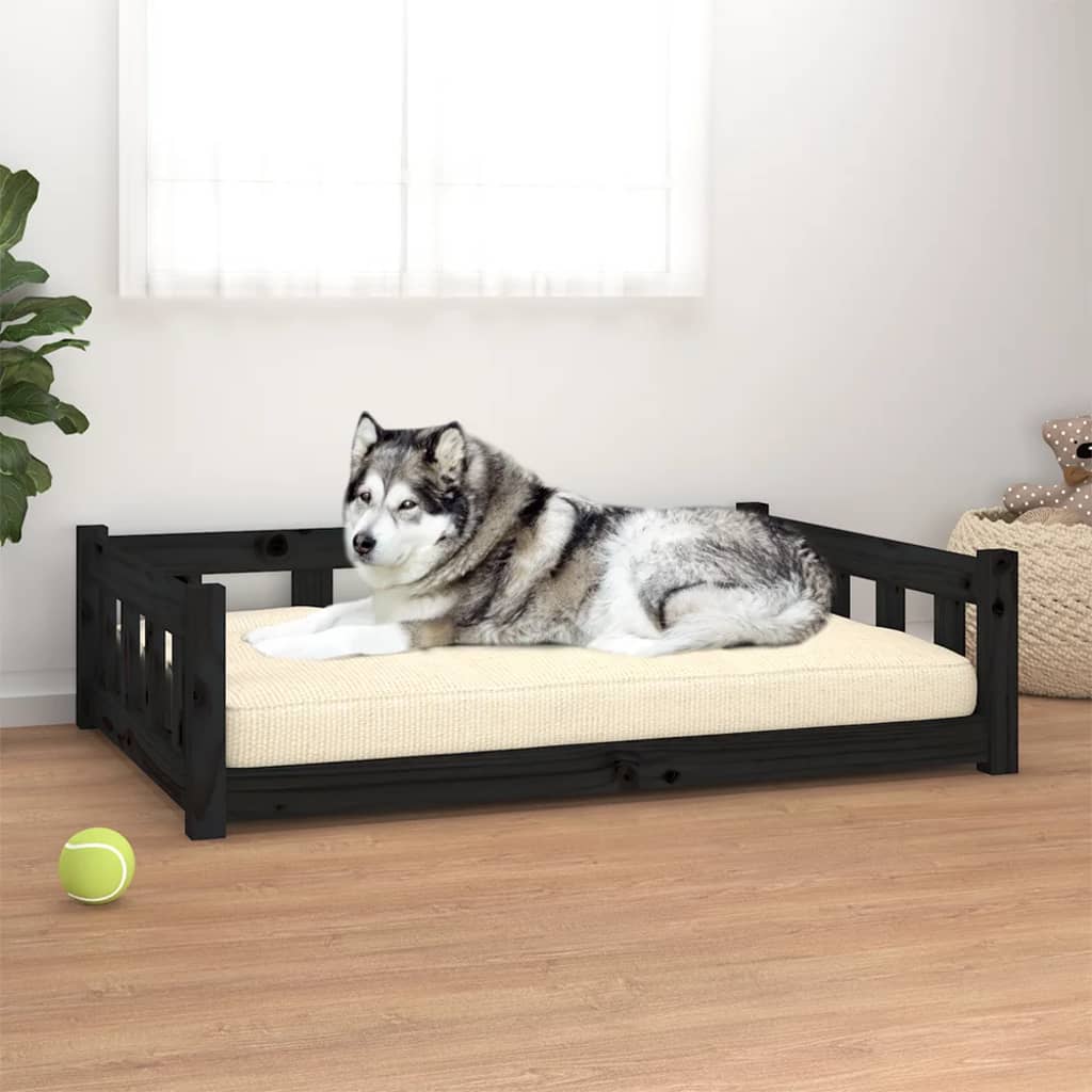 foto del prodotto cuccia per cani nera 105,5x75,5x28 cm in legno massello di pinocod mxl 69632