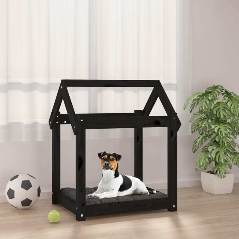 foto del prodotto cuccia per cani nera 61x50x70 cm in legno massello di pino vidaxl