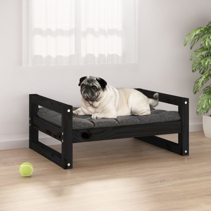 foto del prodotto cuccia per cani nera 65,5x50,5x28cm in legno massello di pino vidaxl