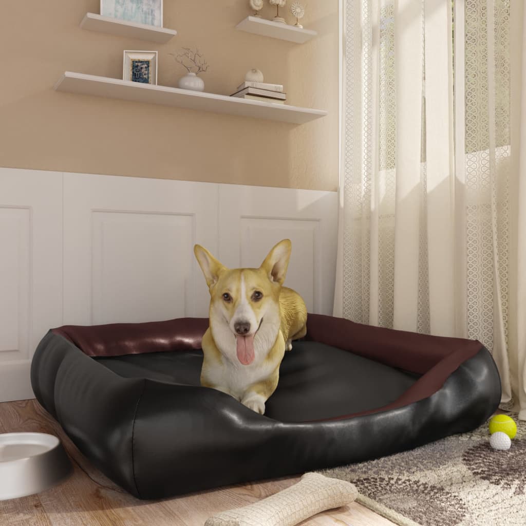 foto del prodotto cuccia per cani nera e marrone 105x80x25 cm in similpelle