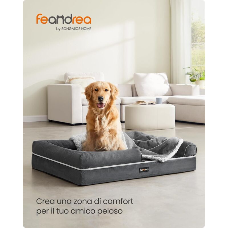 foto del prodotto cuccia per cani ortopedica, letto divano per animali, imbottitura morbida, bordi rialzati, copertura sfoderabile e lavabile, 106 x 80 x 20 cm, fondo