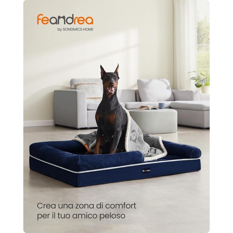 foto del prodotto cuccia per cani ortopedica, letto divano per animali, imbottitura morbida, bordi rialzati, copertura sfoderabile e lavabile, 120 x 85 x 20 cm, fondo