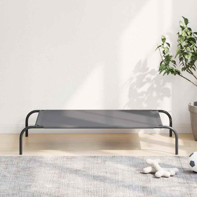 foto del prodotto cuccia per cani rialzata grigia 110x65x20cm tela oxford acciaio vidaxl