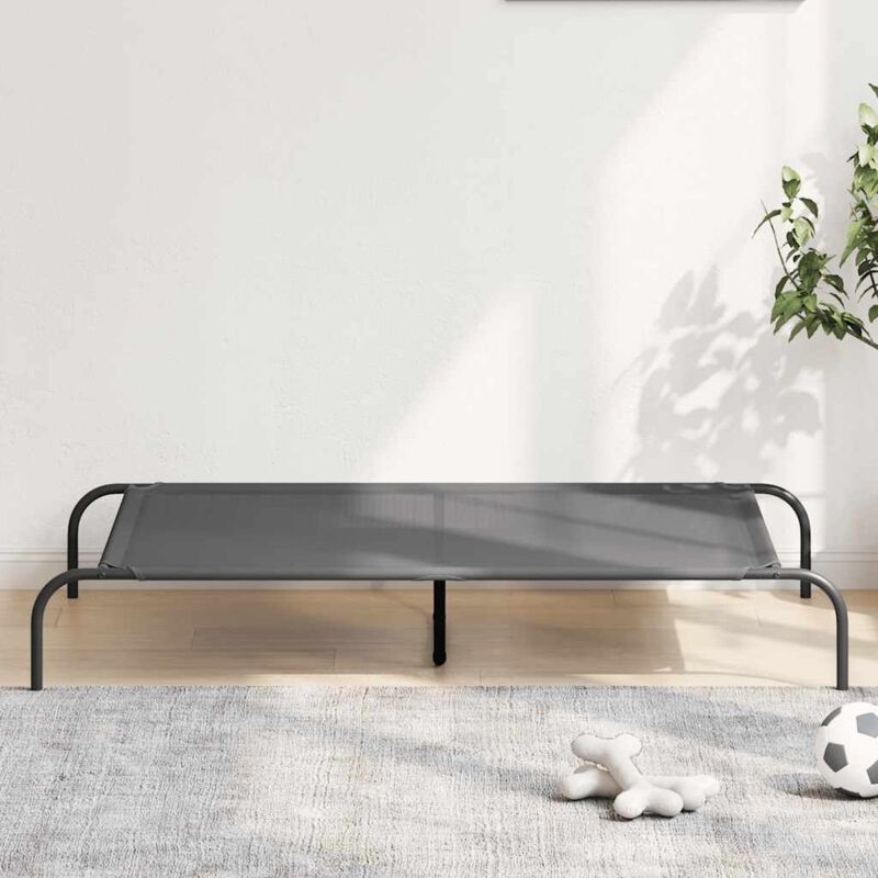 foto del prodotto cuccia per cani rialzata grigia 130x80x20cm textilene e acciaio vidaxl