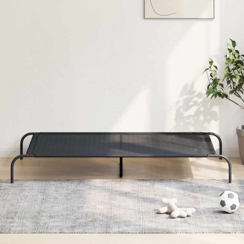 foto del prodotto cuccia per cani rialzata nera 150x90x20 cm textilene e acciaio vidaxl