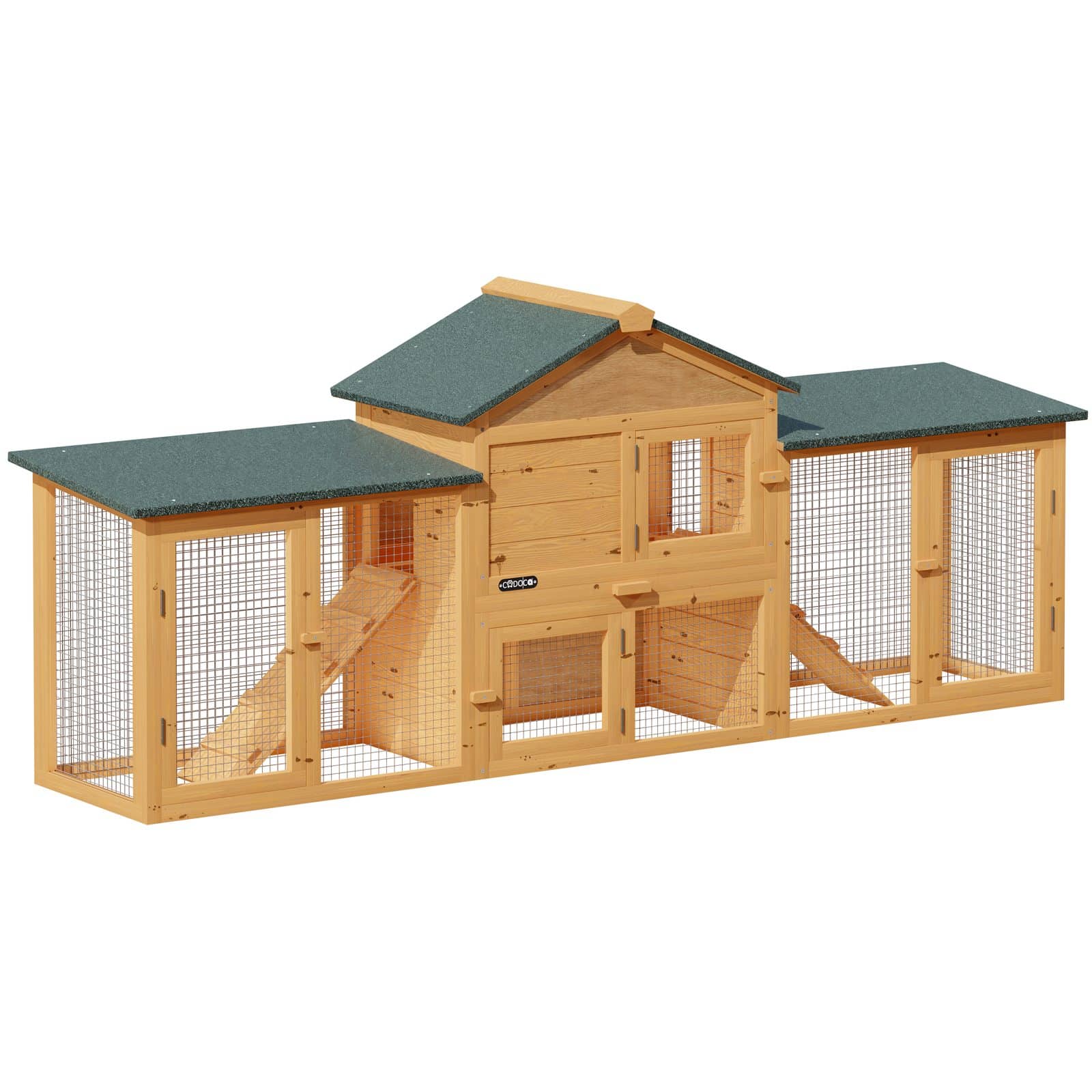 foto del prodotto cuccia per conigli a 2 piani in legno 204x45x84cm