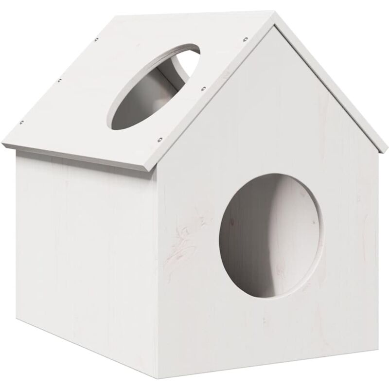 foto del prodotto cuccia per gatti bianca 41x50x50 cm in legno massello di pino vidaxl