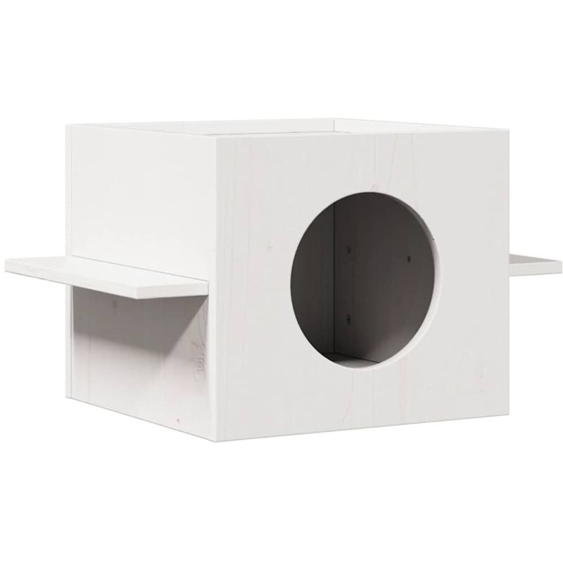 foto del prodotto cuccia per gatti bianca 51x35x30 cm in legno massello di pino vidaxl
