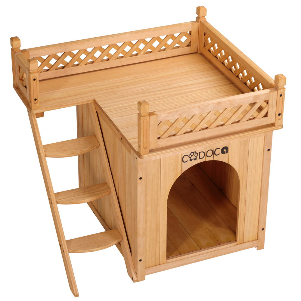 foto del prodotto cuccia per gatti in legno 2 piani 53,5x54,5x64,5cm
