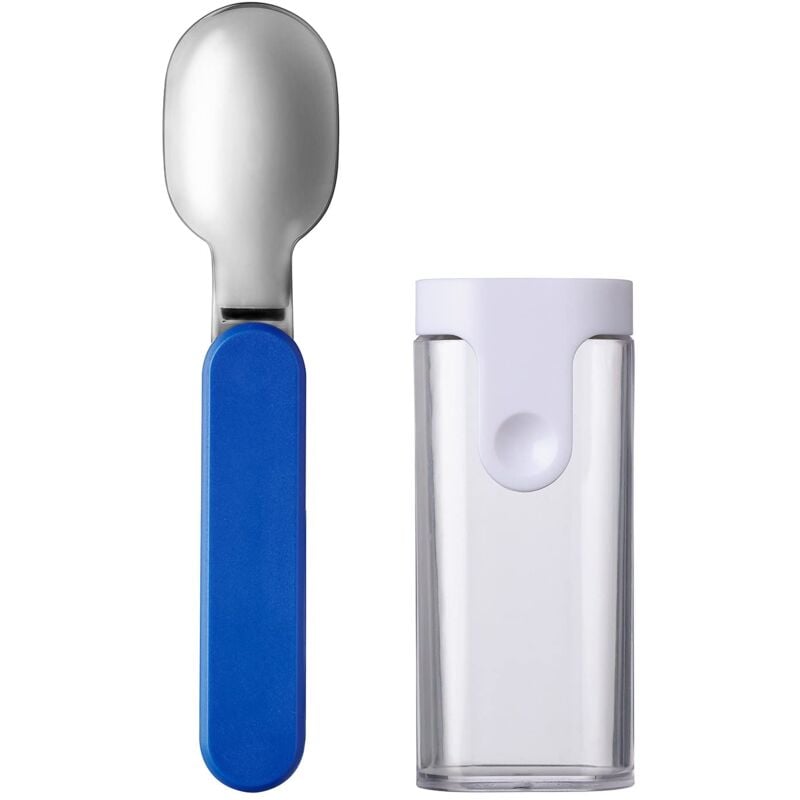 foto del prodotto cuchara plegable ellipse cuchara reutilizable para llevar cuchara plegable para yogur cubiertos de viaje incluye estuche acero inoxidable