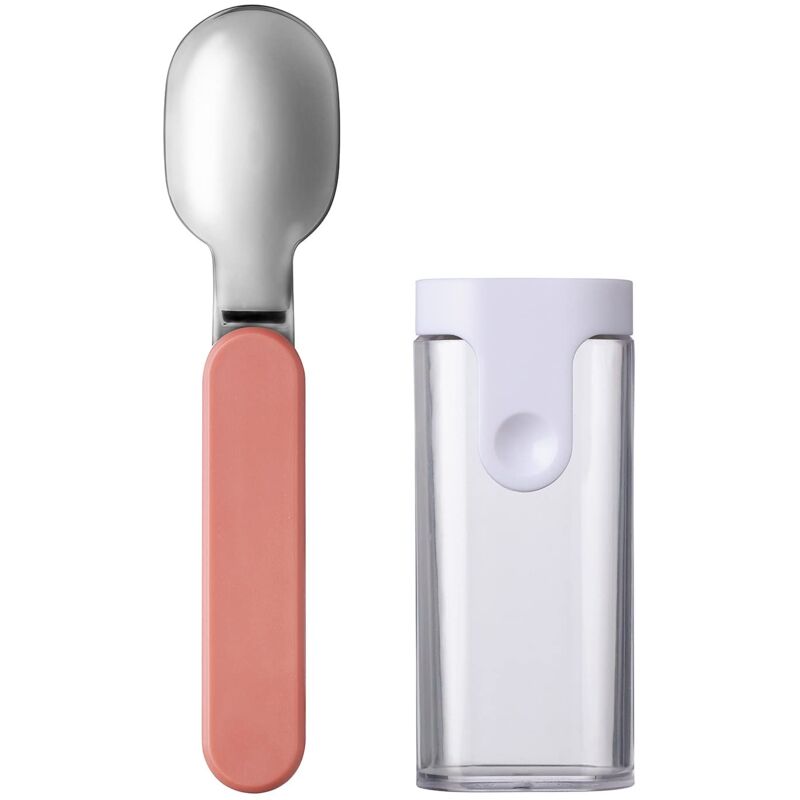 foto del prodotto cuchara plegable ellipse cuchara reutilizable para llevar cuchara plegable para yogur cubiertos de viaje incluye estuche acero inoxidable