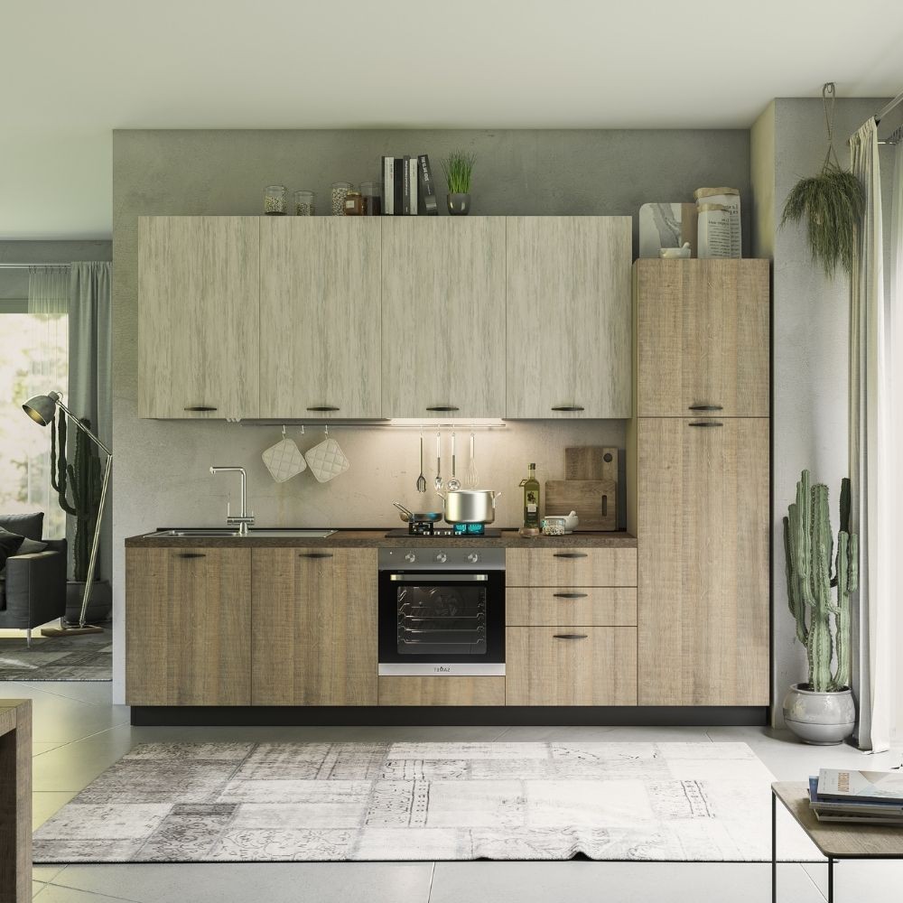 foto del prodotto cucina 300 cm rovere grigio e bianco rovigno mira destra