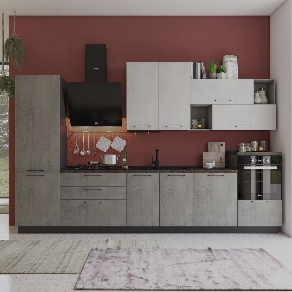 foto del prodotto cucina 360 cm antracite cemento fumo pola mira sinistra