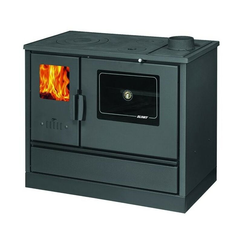 foto del prodotto cucina a legna blinky con forno lina con porta vetro antracite