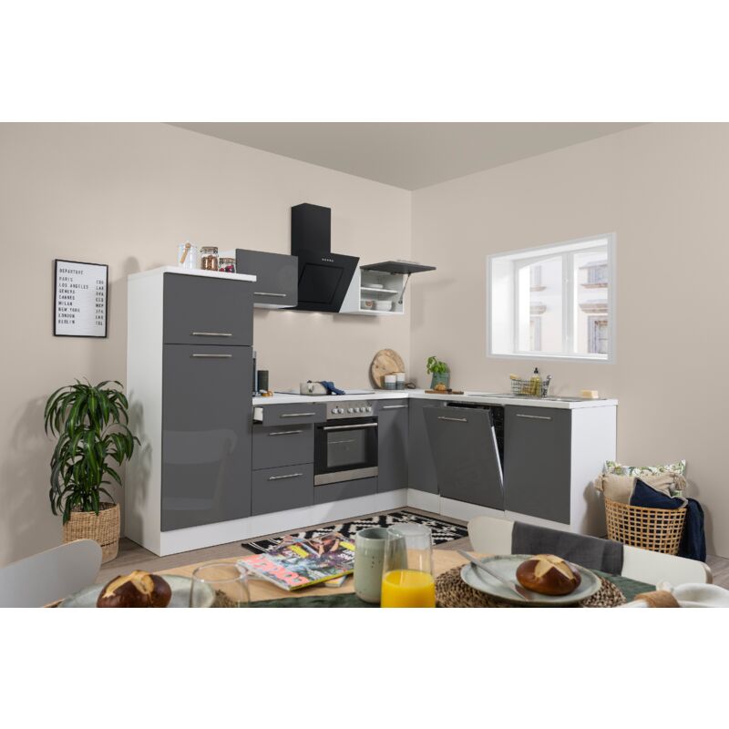 foto del prodotto cucina angolo cottura cucina ad angolo bianco grigio amanda 260 x 200 cm respekta premium