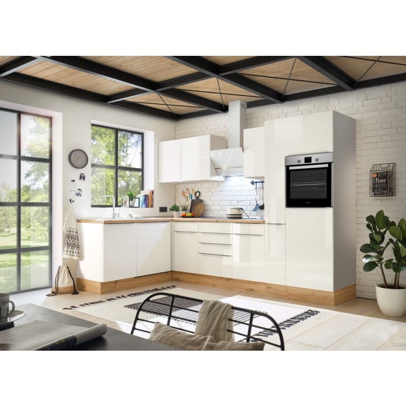 foto del prodotto cucina angolo cottura cucina ad angolo marleen premium 310 cm bianco artigianale rovere respecta