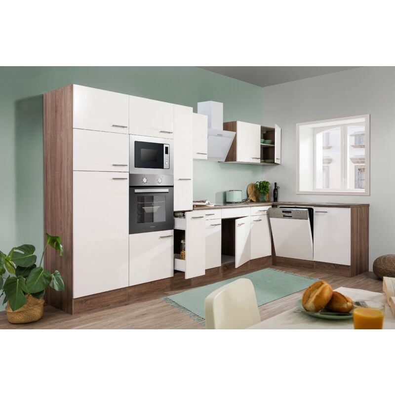 foto del prodotto cucina angolo cottura cucina ad angolo rovere york bianco oliver 370 x 172 cm respekta