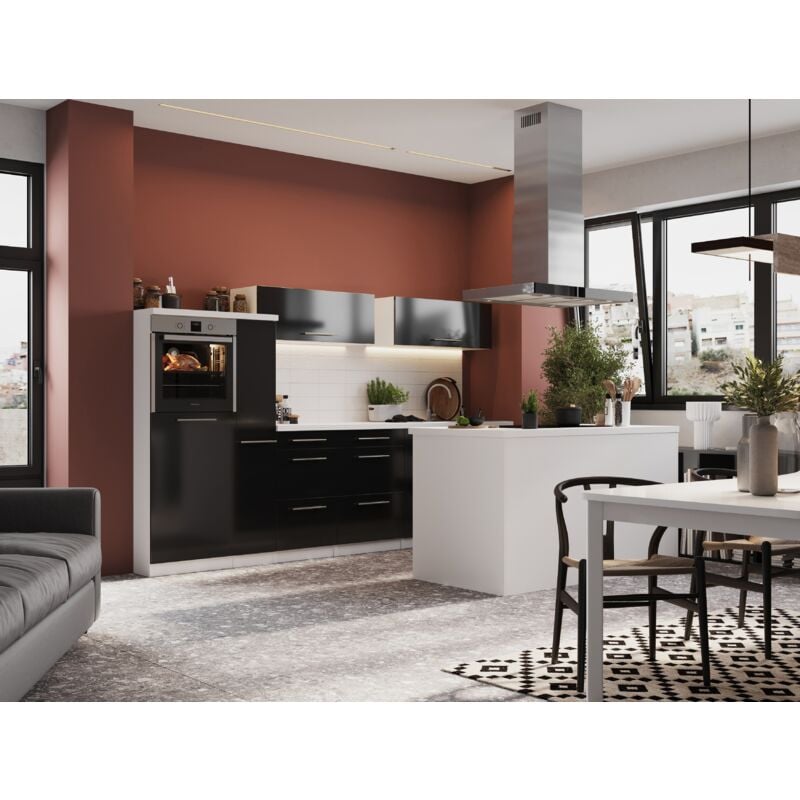 foto del prodotto cucina angolo cottura cucina ad isola bianco nero amanda 310 cm respecta premium