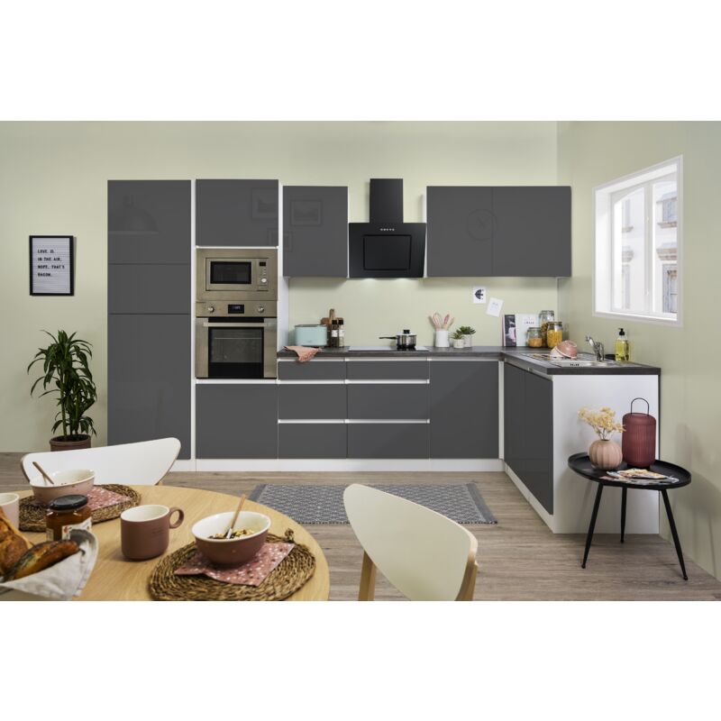 foto del prodotto cucina angolo cottura cucina angolare senza maniglie bianco grigio lorena 345 x 172 cm respekta
